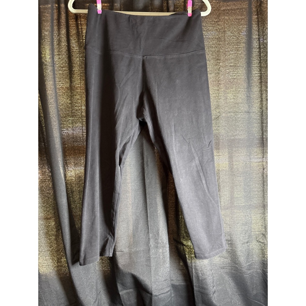 Ruby Ribbon Womens Black Cropped High Waist Leggings Size L Cotton Spandex
